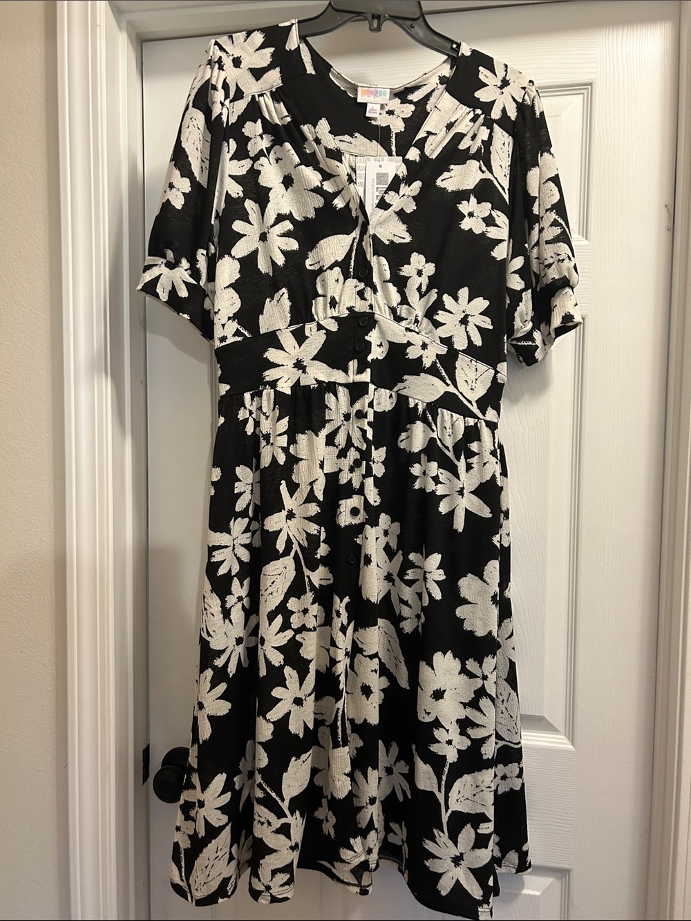 LuLaRoe Black and White Floral Casual Dress